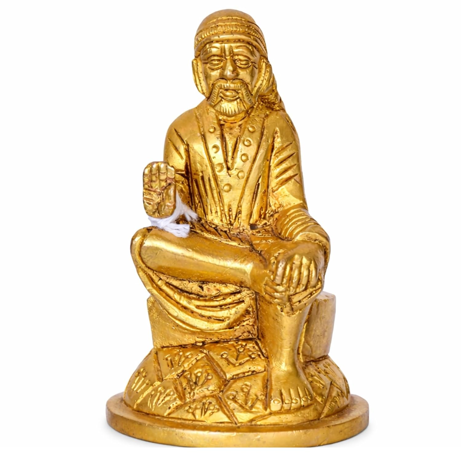 PeetalKraft Small Shirdi Sai Baba Brass Murti for Home and Office Desk, Size 4.5x4.5x8 cm, Weight 272 Grams