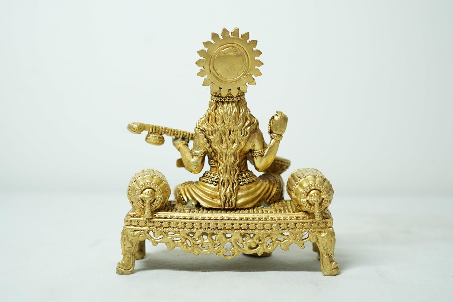 PeetalKraft Handcrafted Brass Goddess Saraswati Statue | Best for Office, Educatinal Place Home, Temple |Bring Positivity | Size 9x4x10 cm, Weight 275 Grams