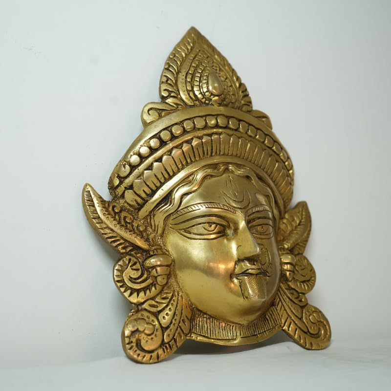 PeetalKraft Handcrafted Kali Maa Face Wall Hanging Statue Mahakali Sculpture | Best for Home Temple | Bring Power, vastu Decor | Size 17x1x22 cm, Weight 1.38 KG