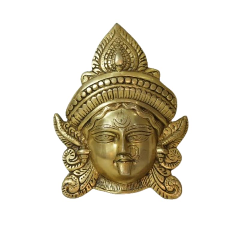 PeetalKraft Handcrafted Kali Maa Face Wall Hanging Statue Mahakali Sculpture | Best for Home Temple | Bring Power, vastu Decor | Size 17x1x22 cm, Weight 1.38 KG