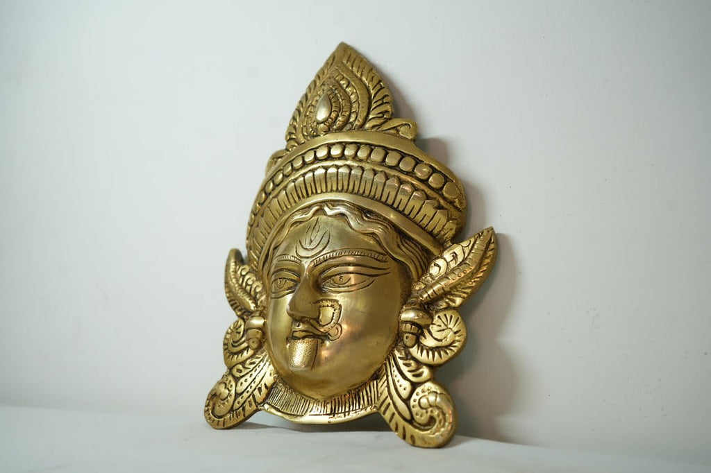 PeetalKraft Handcrafted Kali Maa Face Wall Hanging Statue Mahakali Sculpture | Best for Home Temple | Bring Power, vastu Decor | Size 17x1x22 cm, Weight 1.38 KG