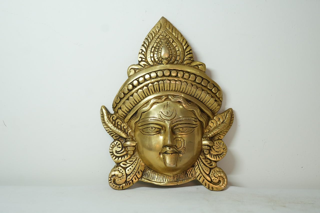 PeetalKraft Handcrafted Kali Maa Face Wall Hanging Statue Mahakali Sculpture | Best for Home Temple | Bring Power, vastu Decor | Size 17x1x22 cm, Weight 1.38 KG
