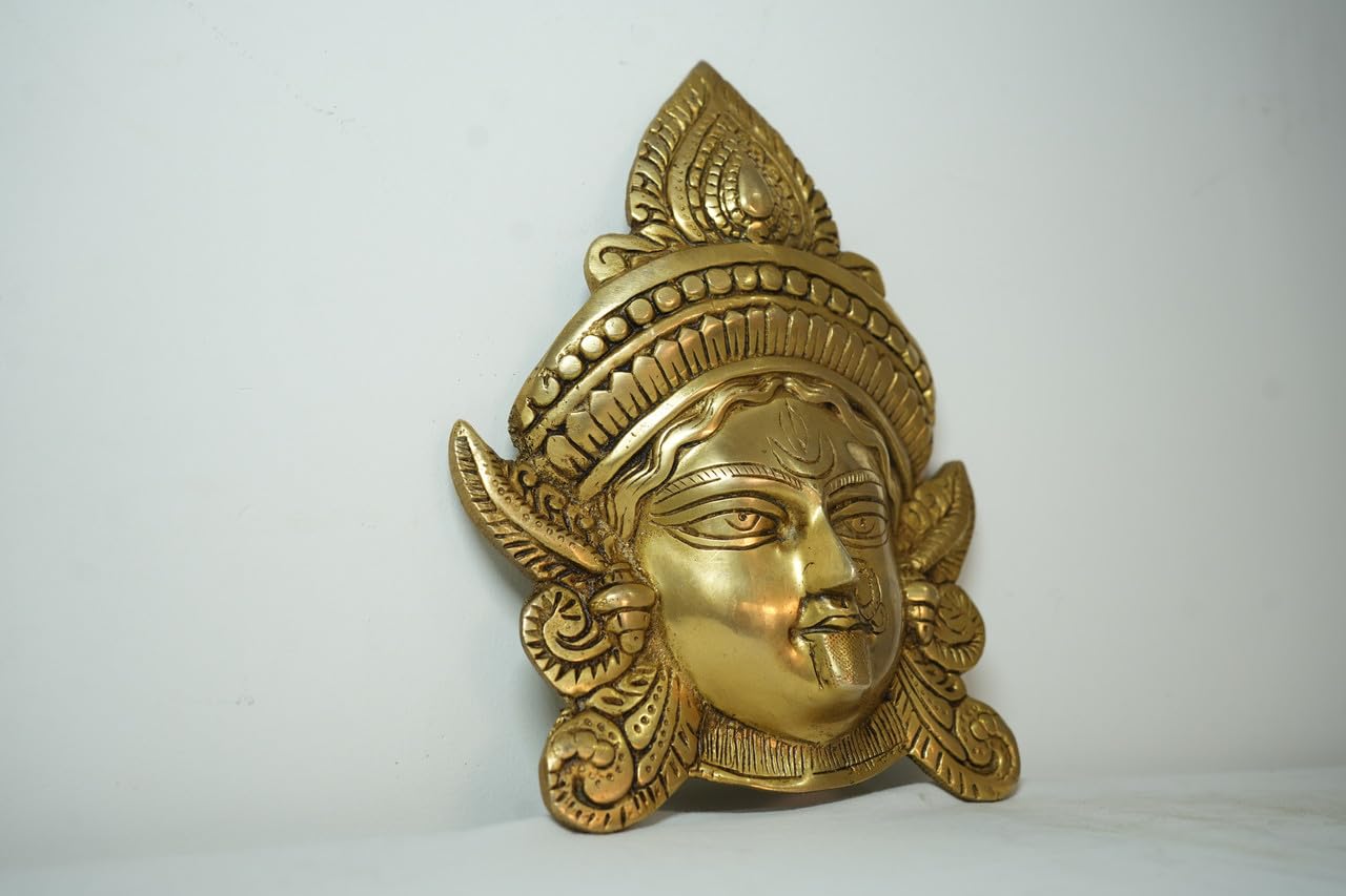PeetalKraft Handcrafted Kali Maa Face Wall Hanging Statue Mahakali Sculpture | Best for Home Temple | Bring Power, vastu Decor | Size 17x1x22 cm, Weight 1.38 KG