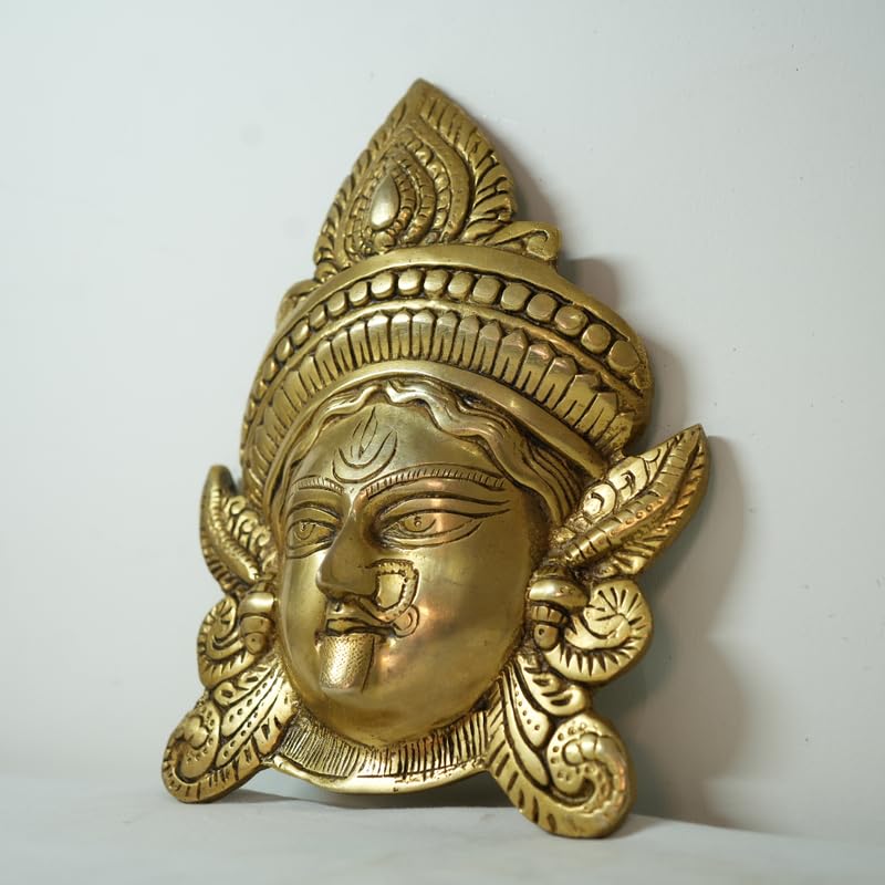 PeetalKraft Handcrafted Kali Maa Face Wall Hanging Statue Mahakali Sculpture | Best for Home Temple | Bring Power, vastu Decor | Size 17x1x22 cm, Weight 1.38 KG