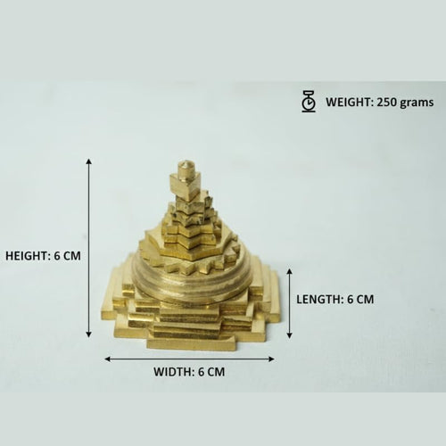 PeetalKraft 3D Meru Shri Yantram Pure Brass Sumeru Shree Yantra for Wealth and Prosperity, Size 6x6x6 cm, Weight 250 Grams