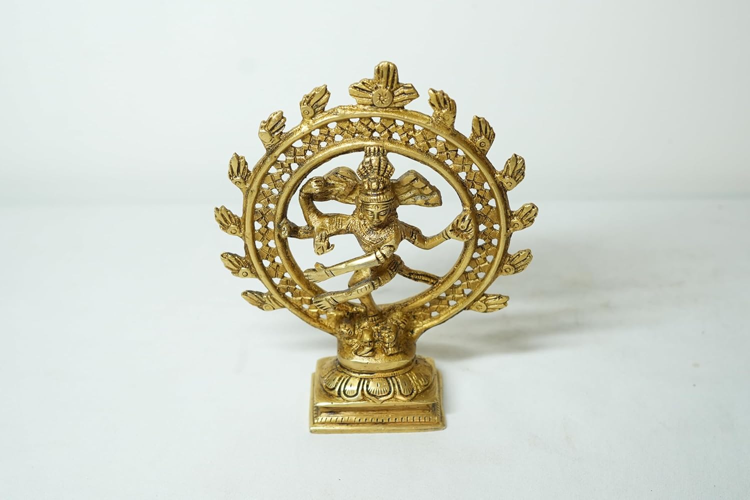 PeetalKraft Brass Gold Plated Dancing Shiva Natraj Statue Figurine for Decor & Gifts, Size 4x6x15 cm, Weight 340 Grams