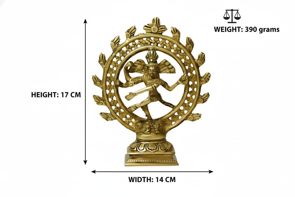 PeetalKraft Brass Gold Plated Dancing Shiva Natraj Statue Figurine for Decor & Gifts, Size 4x6x15 cm, Weight 340 Grams