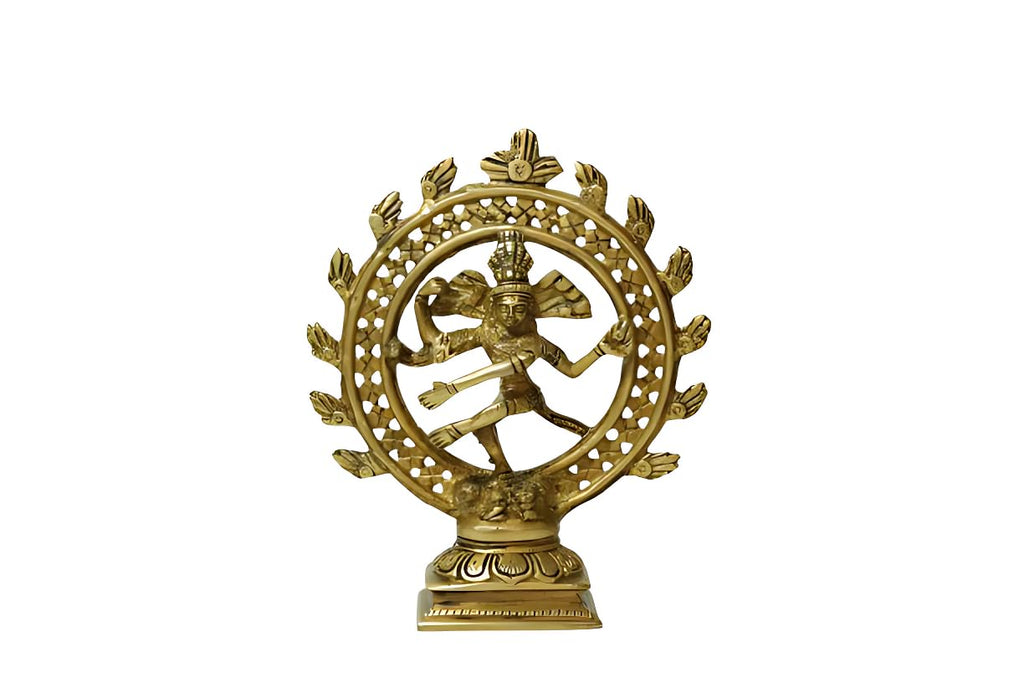 PeetalKraft Brass Gold Plated Dancing Shiva Natraj Statue Figurine for Decor & Gifts, Size 4x6x15 cm, Weight 340 Grams