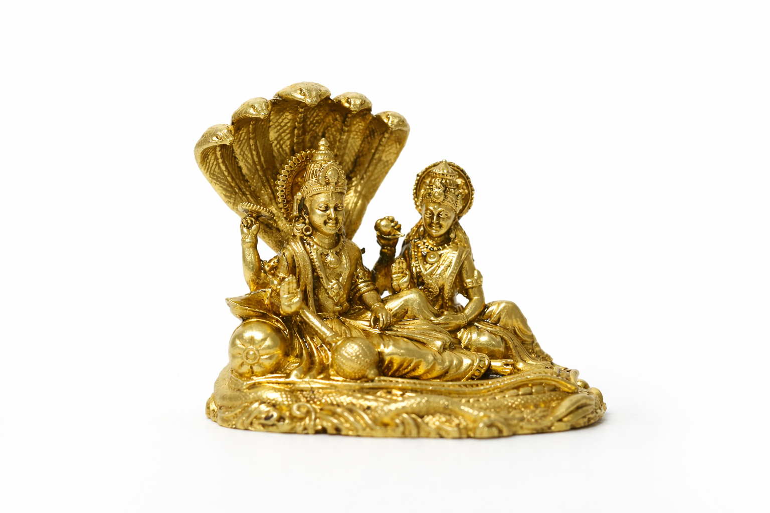 Peetalkraft Brass Lakshmi Vishnu Idol for Home Temple & Decor | Handmade Premium Pooja Murti | Height - 10 cm (Weight-350g)