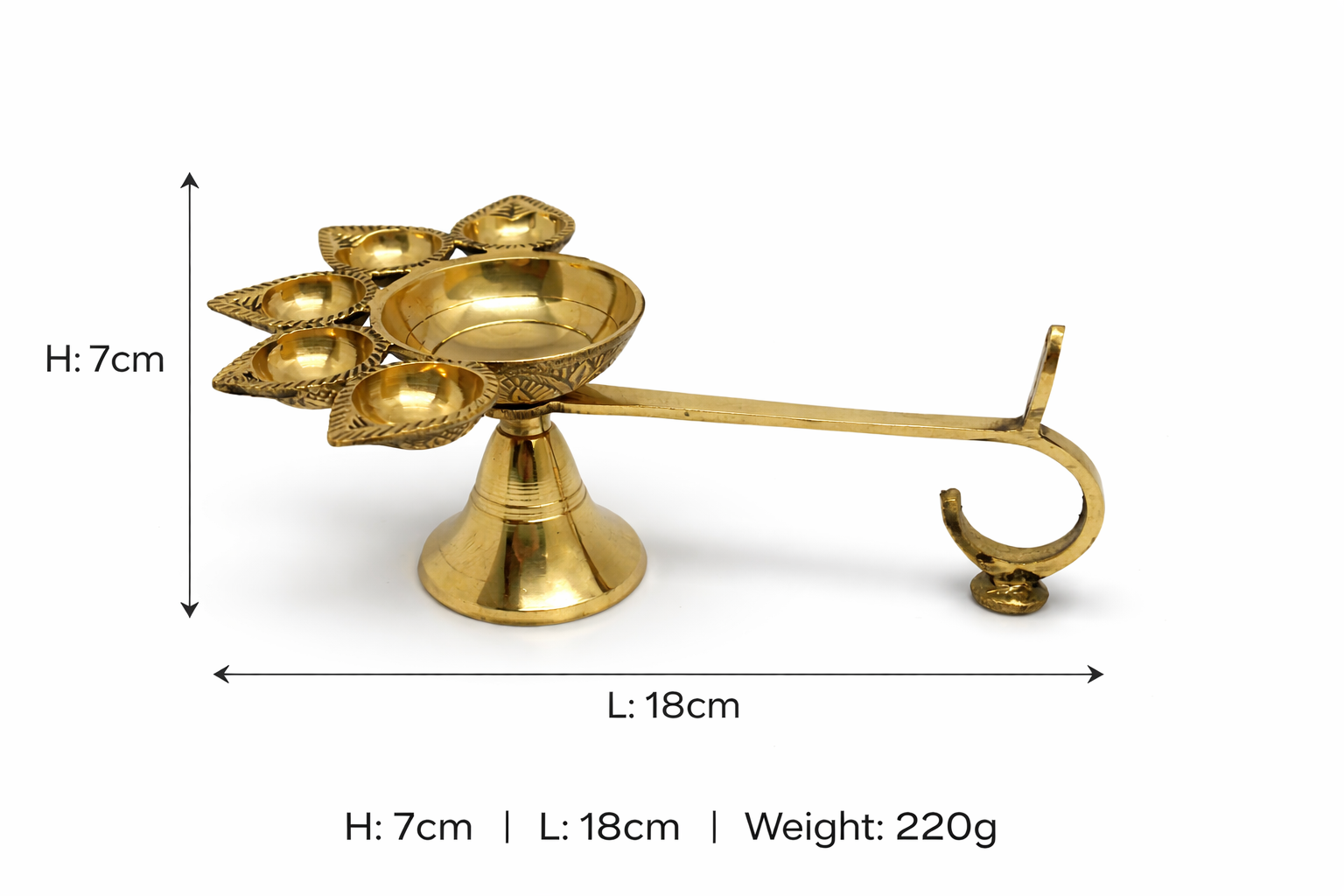 PeetalKraft Brass Panchaarti Deepak Best For Pooja Temple Festival Available In Two Variations