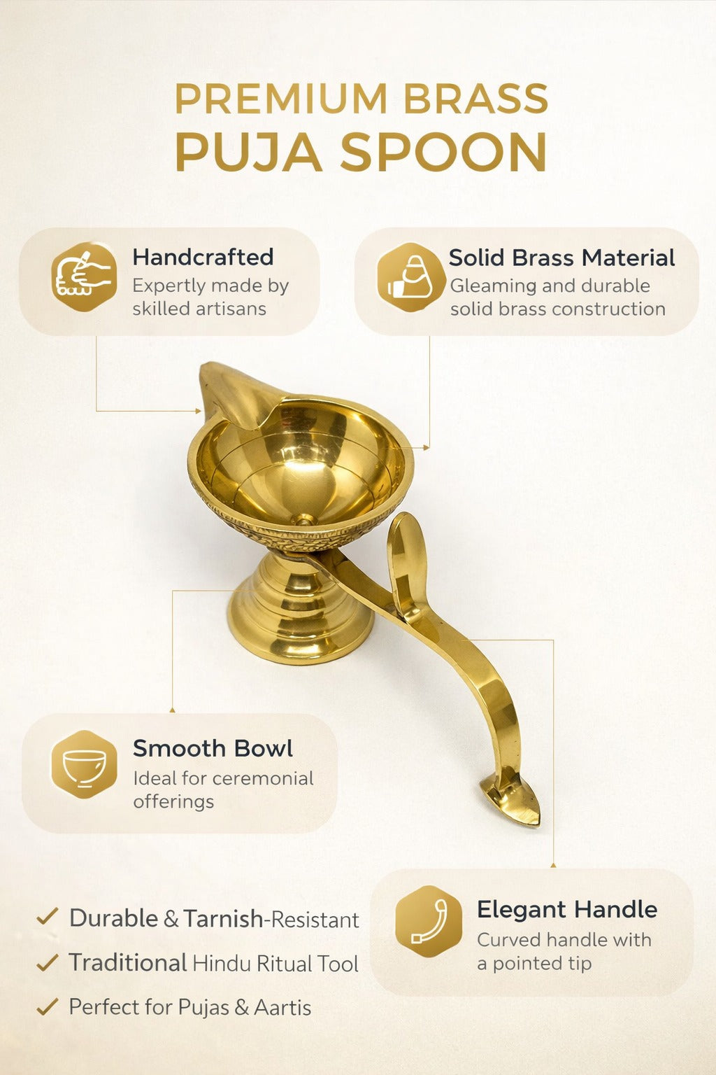 PeetalKraft Brass Aarti Diya Beat For Home Temple Pooja Aarti Festive Available In Two Variations