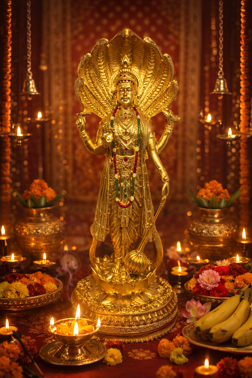 PeetalKraft Resin Vishnu Ji Statue for Peace and Spiritual Protection, Size 5x5x30 cm, Weight 850 Grams