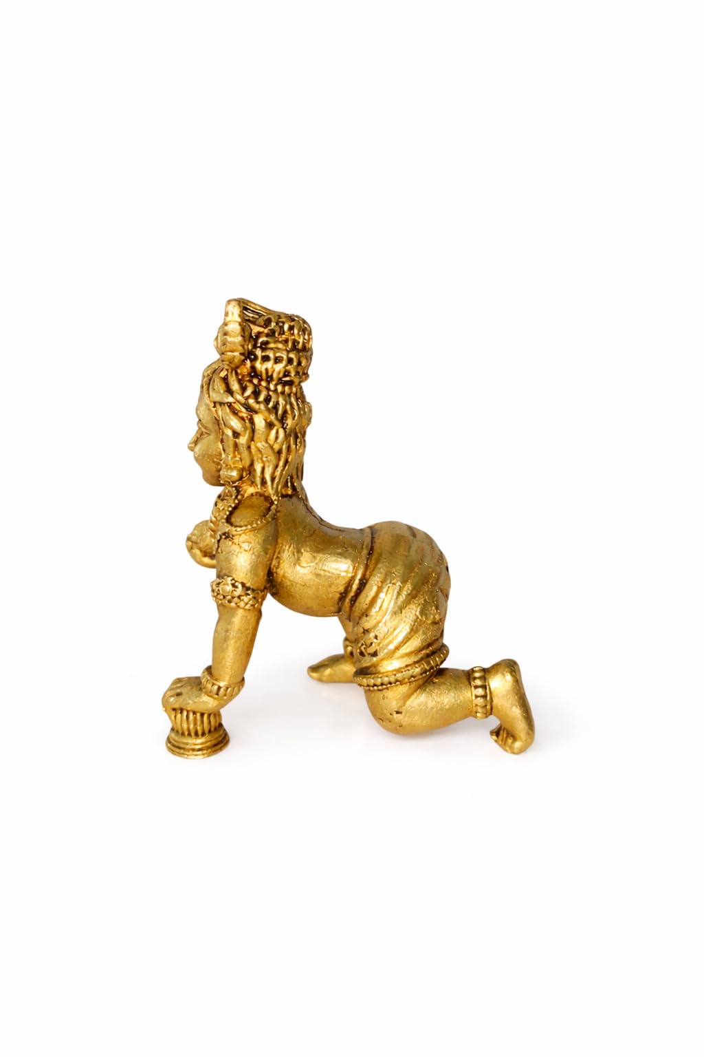 PeetalKraft  Brass Laddu Gopal Idol, Golden Brass, 5 cm, Figurine for Home Temple, Pooja & Festive Decor