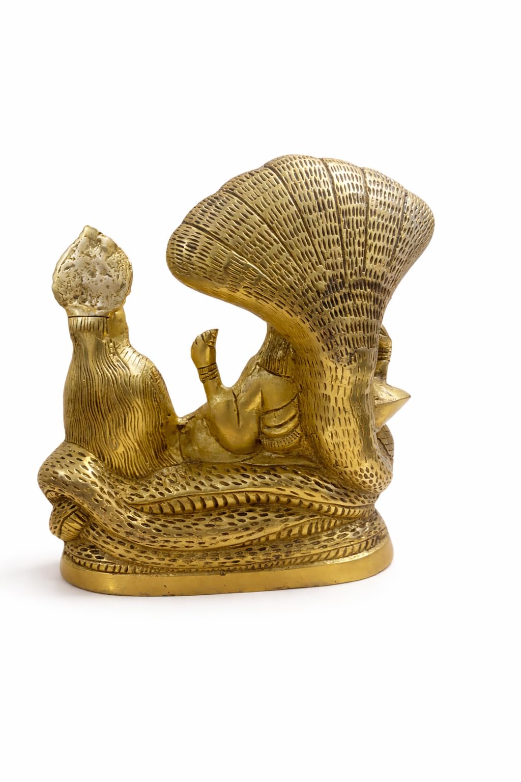 PeetalKraft Brass Vishnu Lakshmi Statue with Sheshnag | Vishnu Lakshmi Murti for Home Temple Pooja Decor | Hindu God Idol for Mandir, Office, Living Room | Spiritual Gift Item | Height-21 cm (3.5kg)