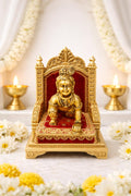 PeetalKraft  Brass Laddu Gopal Idol, Golden Brass, 5 cm, Figurine for Home Temple, Pooja & Festive Decor