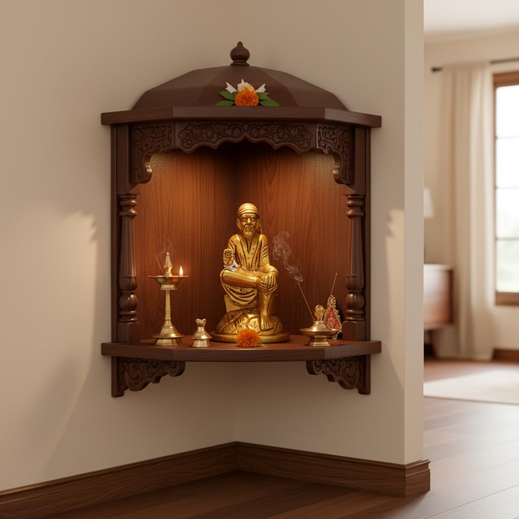 PeetalKraft Shirdi Sai Baba Brass Idol for Peace and Devotion, Size 5x5x10 cm, Weight 461 Grams