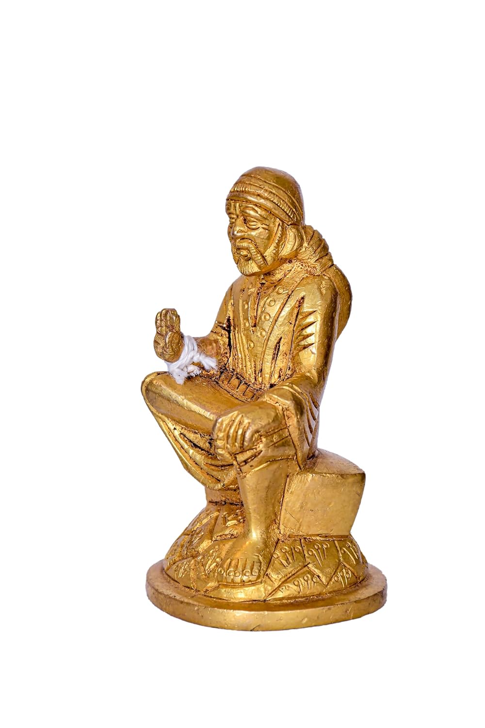 PeetalKraft Shirdi Sai Baba Brass Idol for Peace and Devotion, Size 5x5x10 cm, Weight 461 Grams