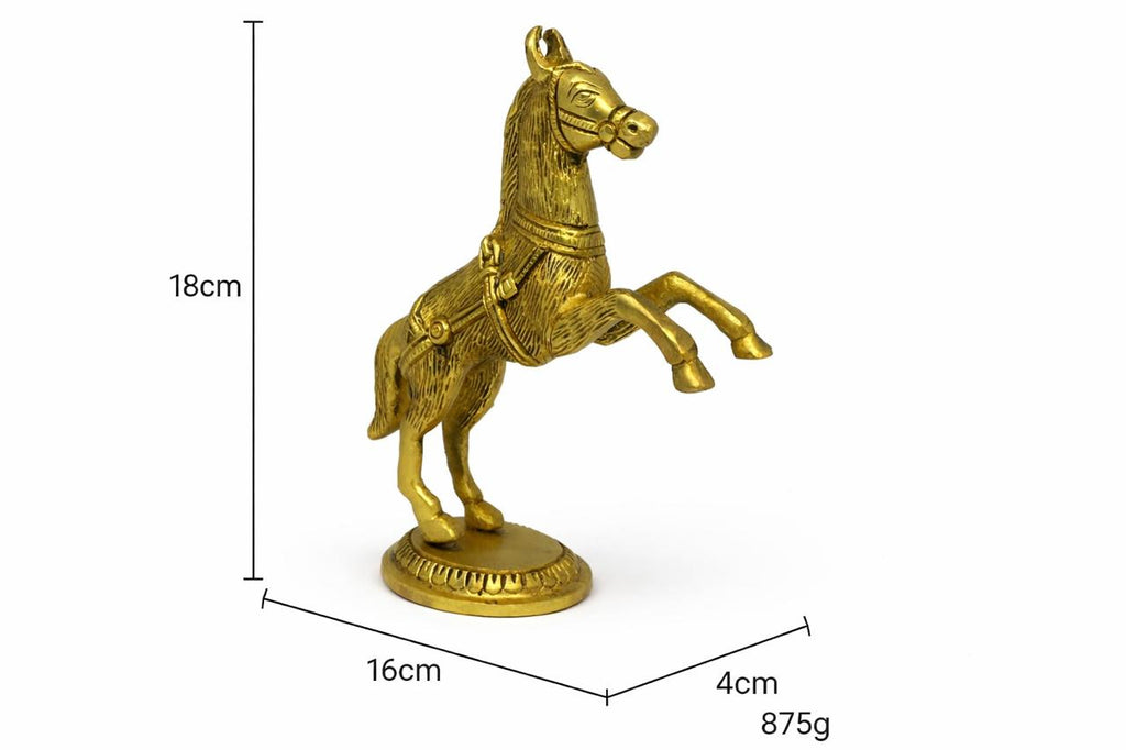 PeetalKraft Brass Horse Figurine, Antique Gold Finish, 18cm, Decorative Showpiece for Home, Office Desk and Living Room
