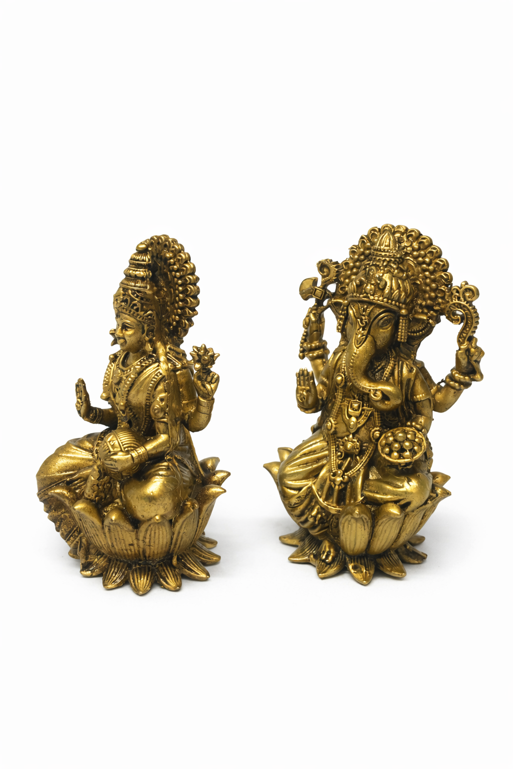 PeetalKraft Handcrafted Brass Lakshmi Ganesh Idol Set for Home Puja and Decor, Size 6x5x10 cm, Weight 450 Grams