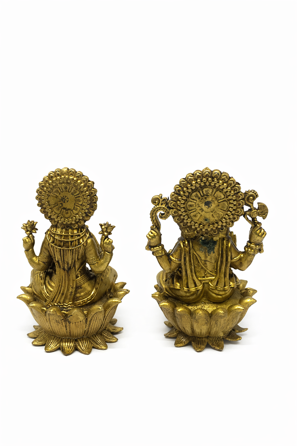 PeetalKraft Handcrafted Brass Lakshmi Ganesh Idol Set for Home Puja and Decor, Size 6x5x10 cm, Weight 450 Grams