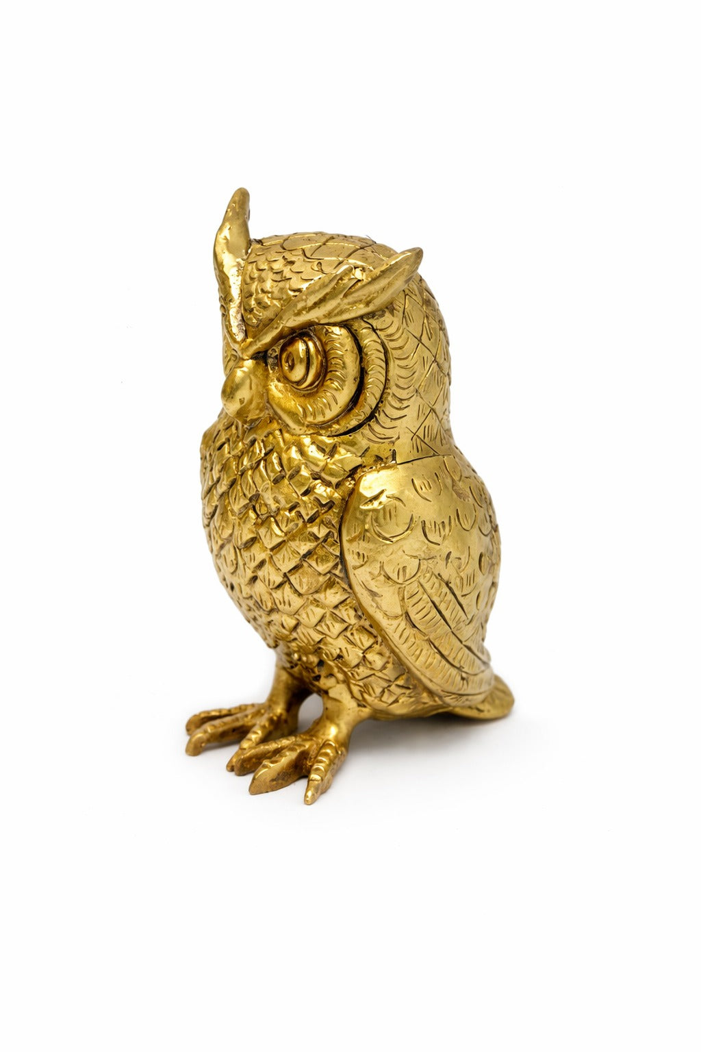 PeetalKraft Small Brass Owl with Legs Little Bird Figurine for Desk Decor, Size 3x2x5 cm, Weight 121 Grams