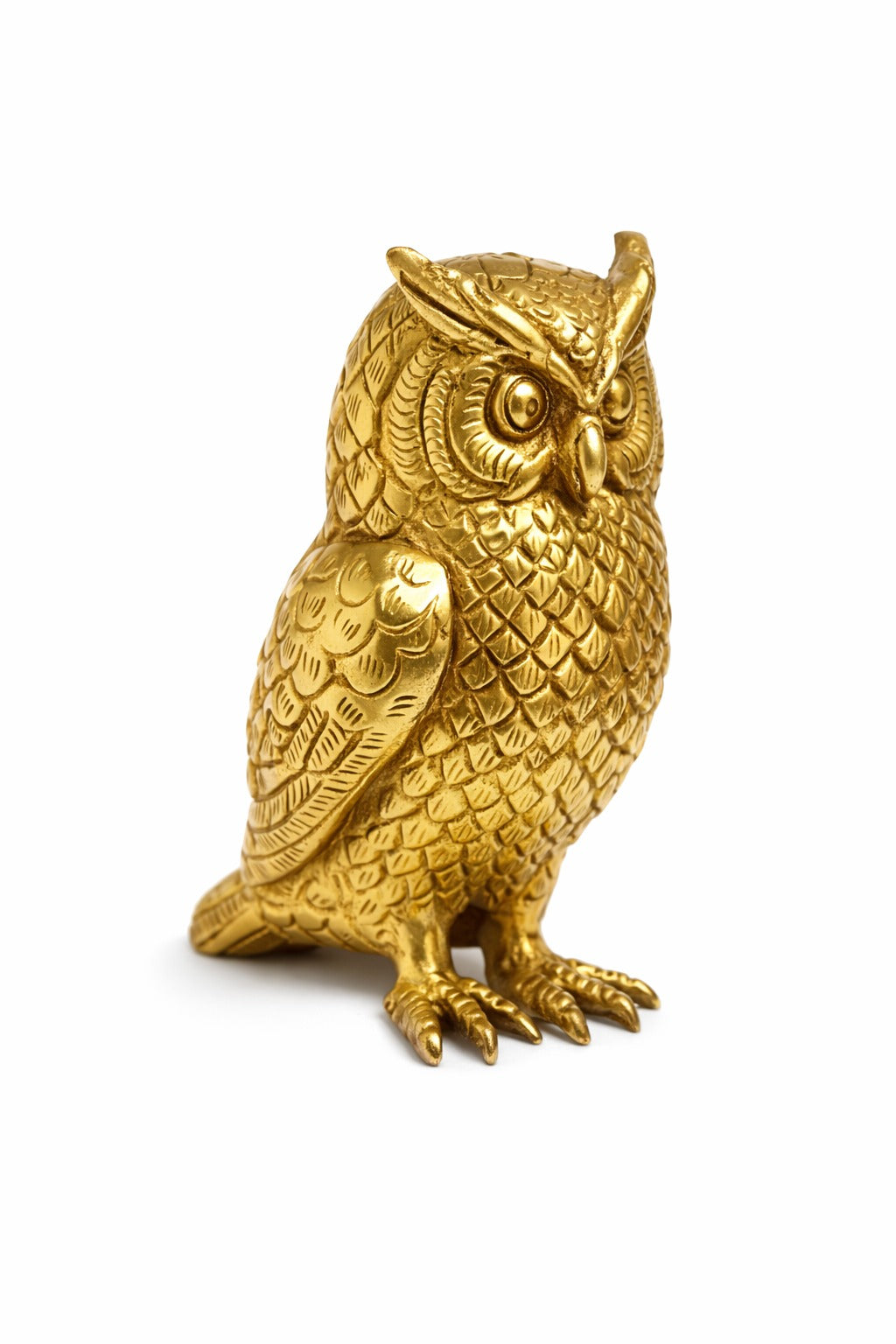 PeetalKraft Golden Brass Vastu Owl Statue for Good Luck and Home Decor, Size 5x4x7 cm, Weight 270 Grams