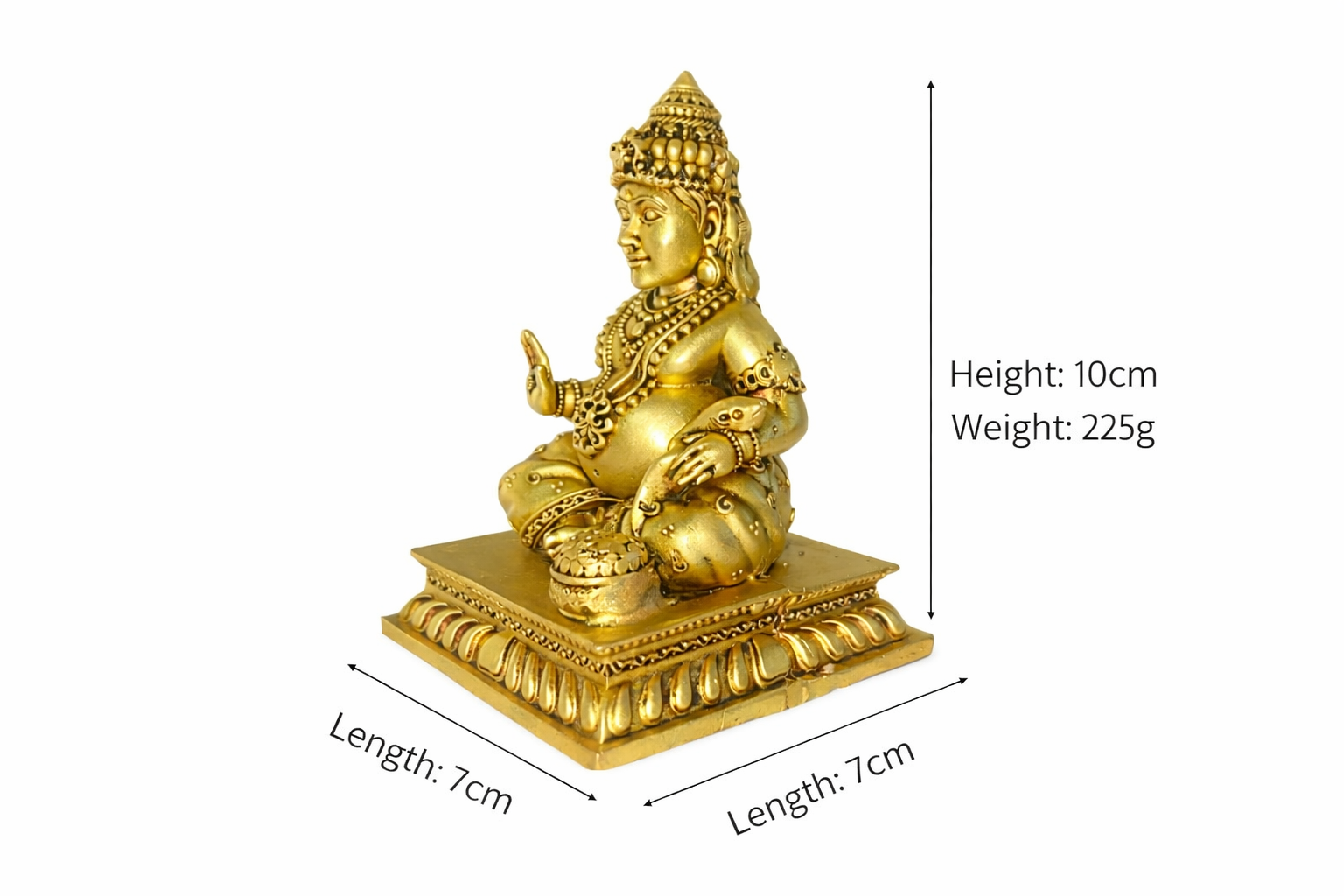 PeetalKraft Premium Hnadcrafted Brass Kuber | Available in Two Variation (100grams & 225grams) | Home, Temple, Office Decorative and Vastu Figurine