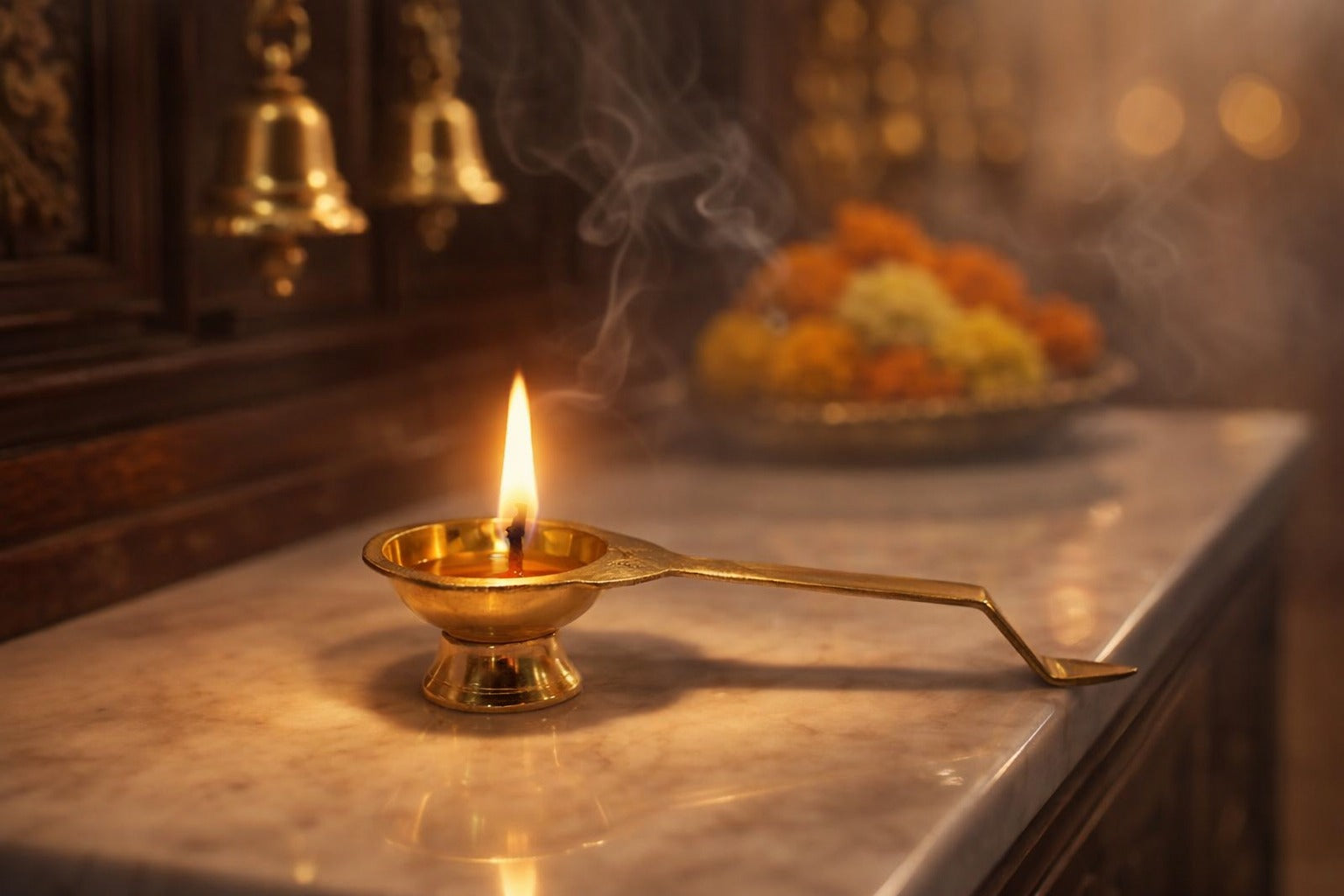 PeetalKraft Small Brass Spoon Diya For Personal Aarti And Rituals Size 13X3X3 Cm Weight 50 Grams