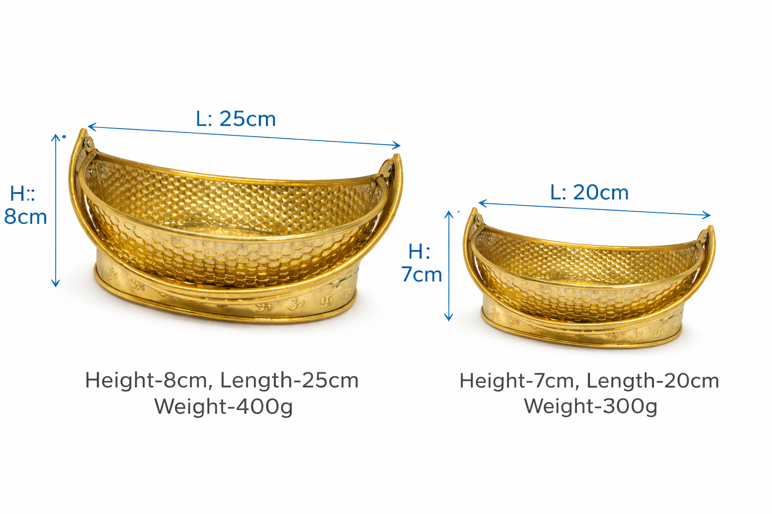 PeetalKraft Shubh Ardh Chandra Brass Pooja Daliya Medium Half Moon Basket Size 20X15X7 Cm Weight 300 Grams