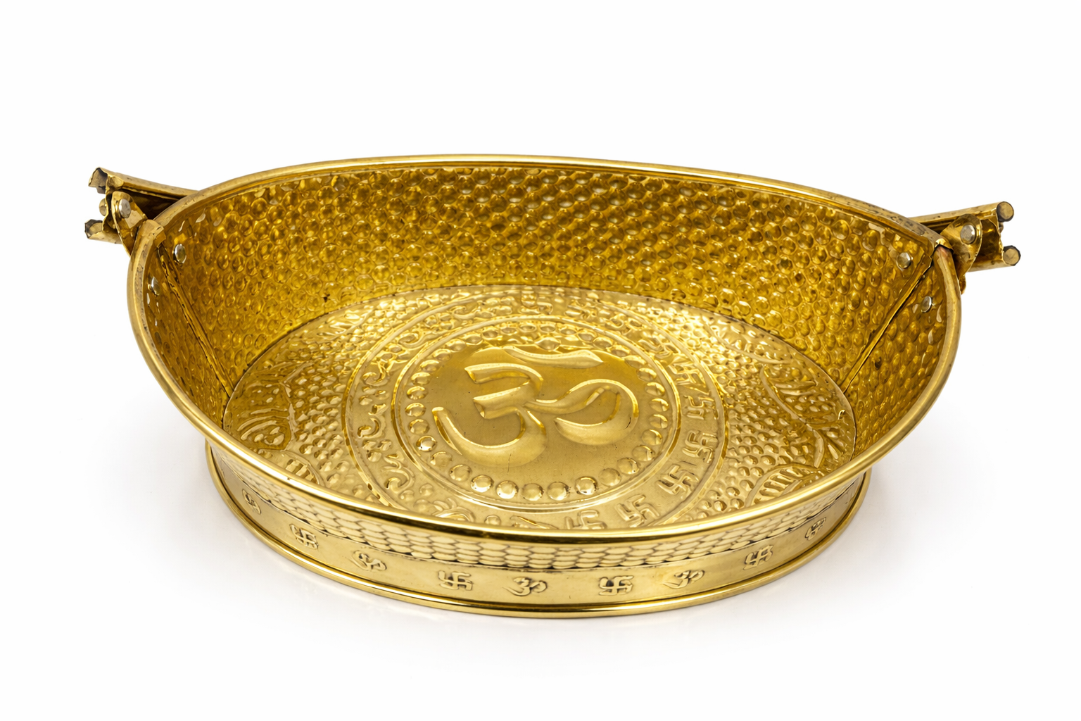 PeetalKraft Shubh Ardh Chandra Brass Pooja Daliya Medium Half Moon Basket Size 20X15X7 Cm Weight 300 Grams