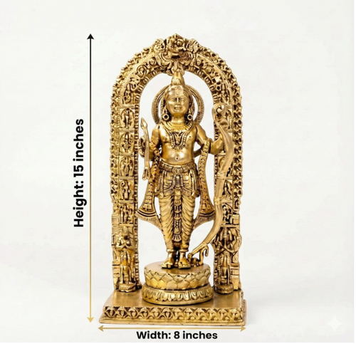 PeetalKraft 100% Pure Brass Intricate Ram Lalla Idol Shri Ramlala Statue, Size 8x5x18 cm, Weight 320 Grams