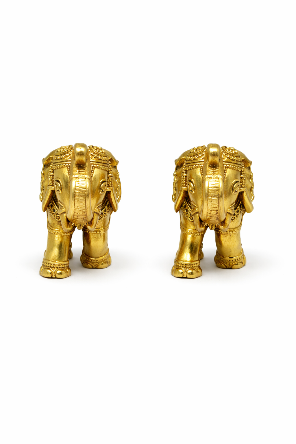 PeetalKraft Small Brass Elephant Pair Showpiece Set for Home Decor and Vastu, Size 7x2x5 cm, Weight 180 Grams