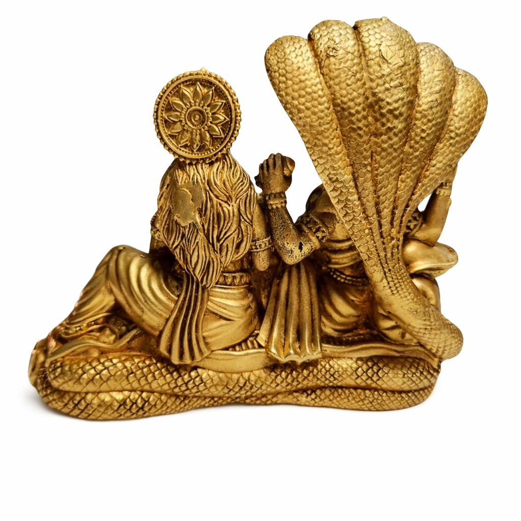 Peetalkraft Brass Lakshmi Vishnu Idol for Home Temple & Decor | Handmade Premium Pooja Murti | Height - 10 cm (Weight-350g)