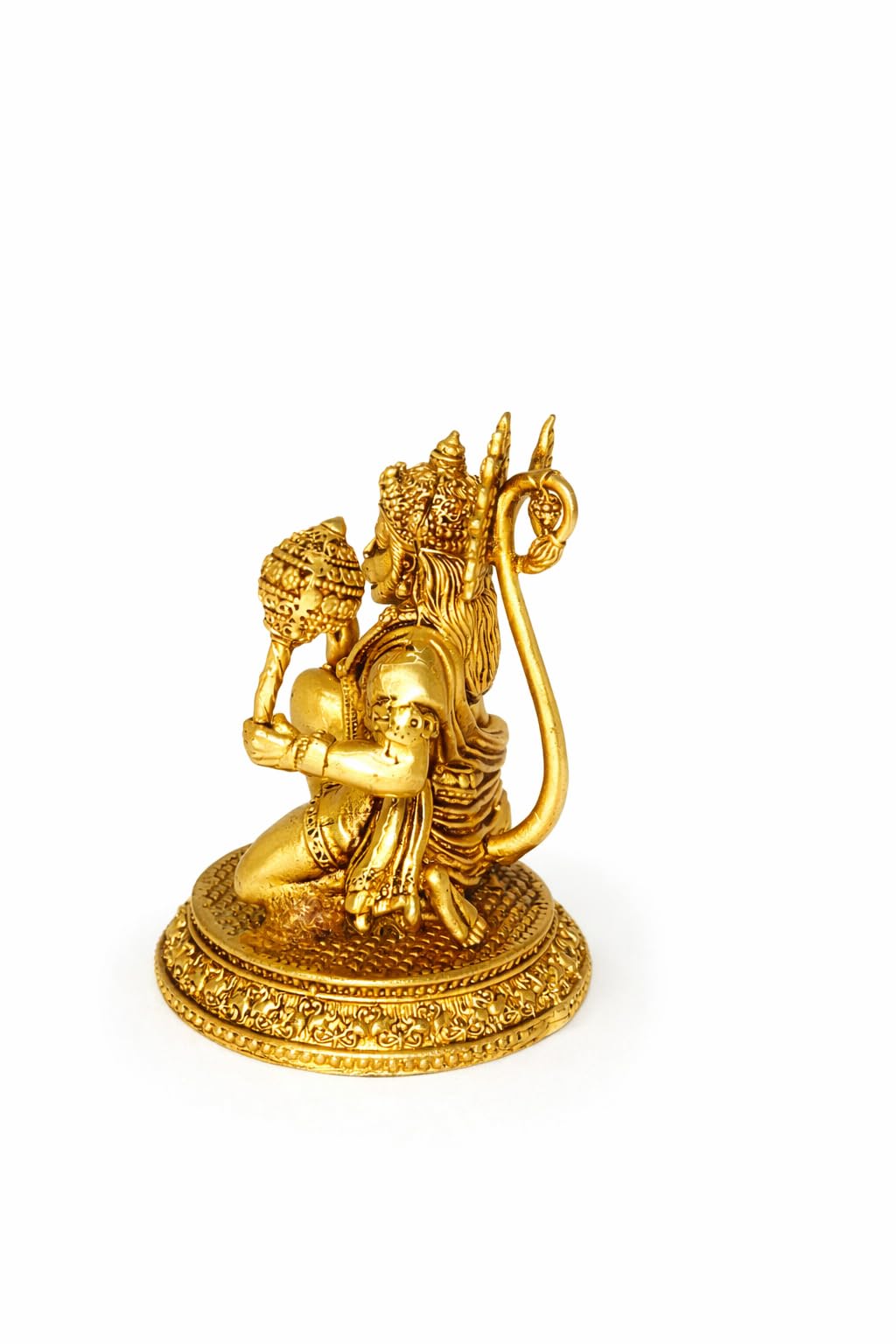 PeetalKraft Brass Hanuman Ji Idol Murti – 7.5 cm Height | Gold Finish Hindu God Statue for Pooja Room, Home Temple, Office & Car Dashboard | 110g