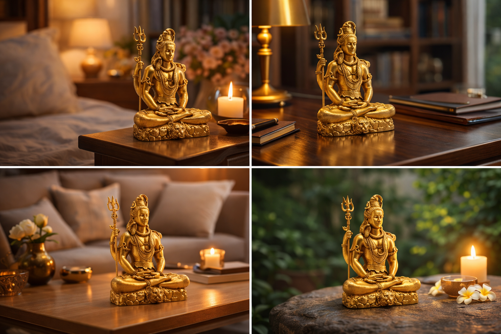 PeetalKraft Handcrafted Pure Brass Lord Shiva Idol Mahadev Murti for Home Temple, Size 6x4x10 cm, Weight 200 Grams