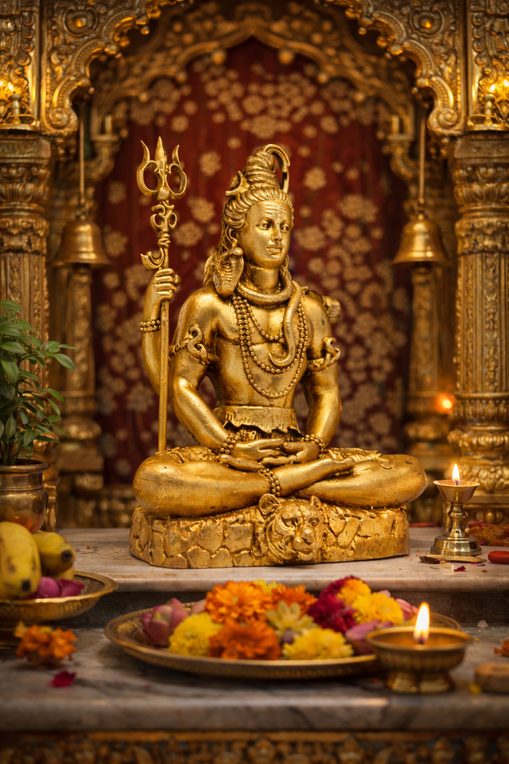 PeetalKraft Handcrafted Pure Brass Lord Shiva Idol Mahadev Murti for Home Temple, Size 6x4x10 cm, Weight 200 Grams