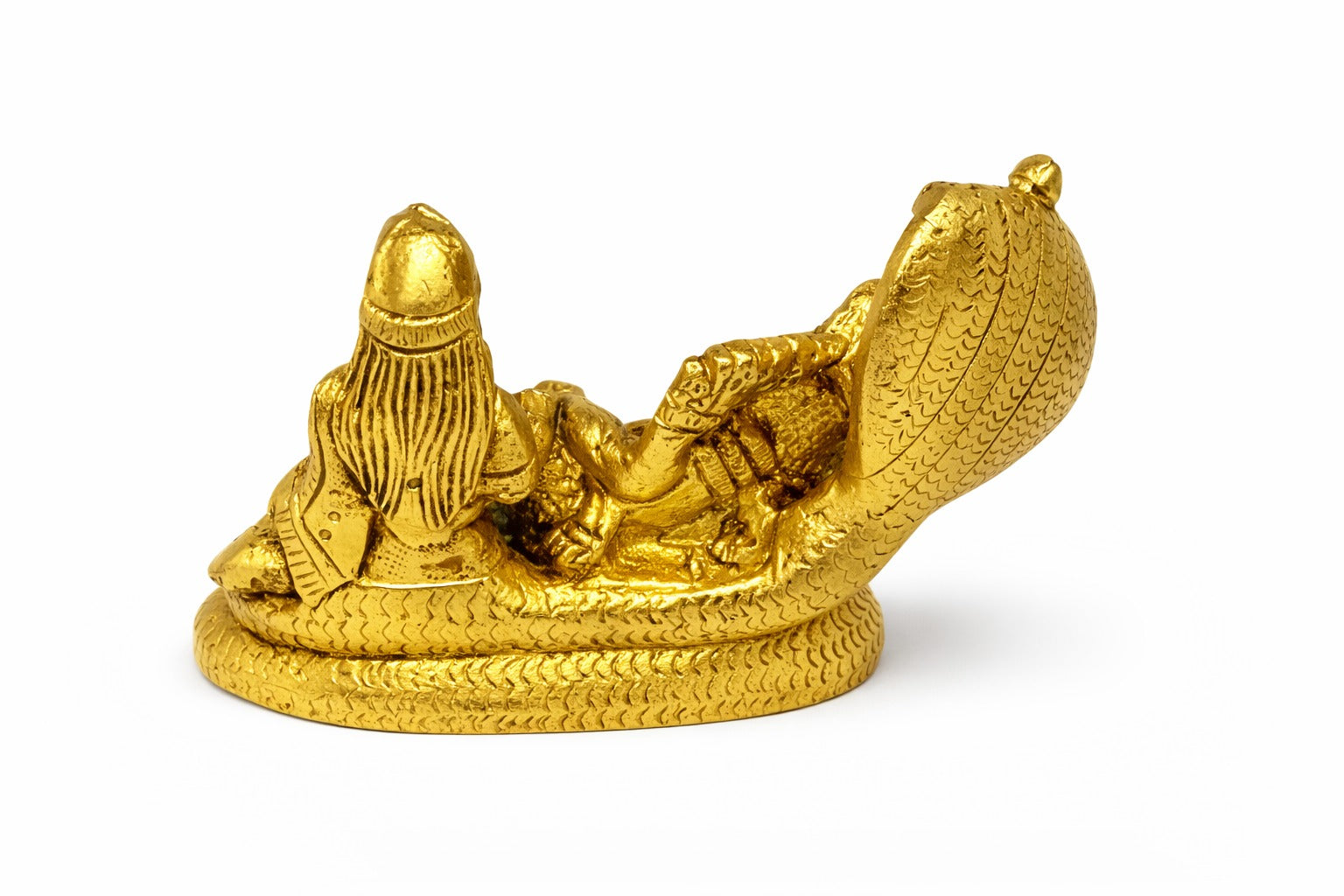 PeetalKraft Golden Brass Lord Vishnu & Lakshmi Idol for Pooja Home Decor, Size 9x5x8 cm, Weight 939 Grams