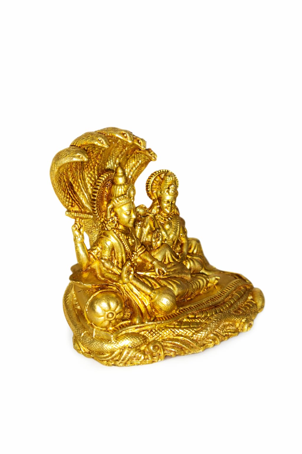 PeetalKraft Pure Brass Vishnu Lakshmi Idol for Home Temple Puja Decor, 6 x 7 cm, Handcrafted Spiritual Gift for Diwali, Housewarming & Religious Occasions | 150g