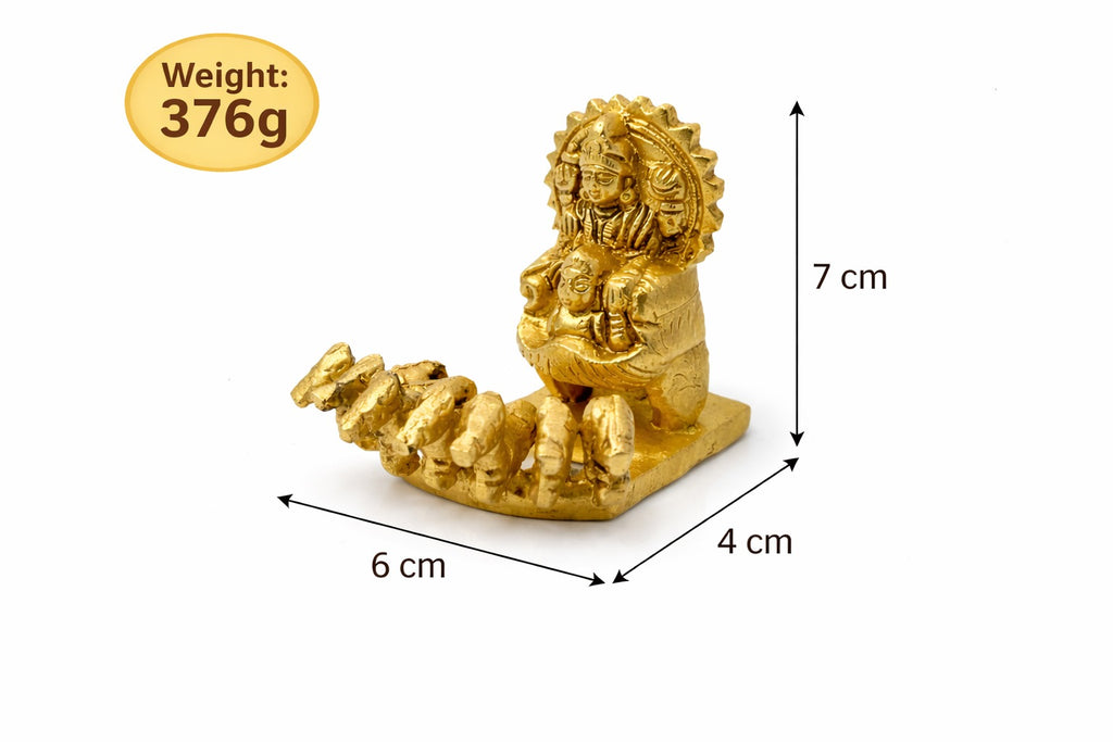 PeetalKraft Golden Brass Surya Dev Rath Statue Showpiece for Home Temple and Vastu, Size 6x7x7 cm, Weight 376 Grams