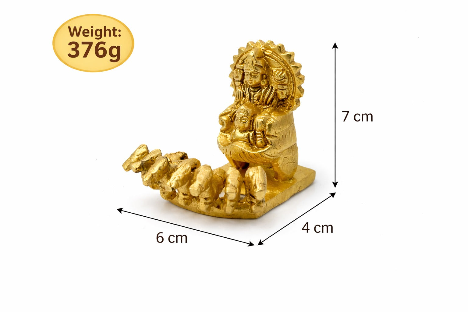 PeetalKraft Golden Brass Surya Dev Rath Statue Showpiece for Home Temple and Vastu, Size 6x7x7 cm, Weight 376 Grams