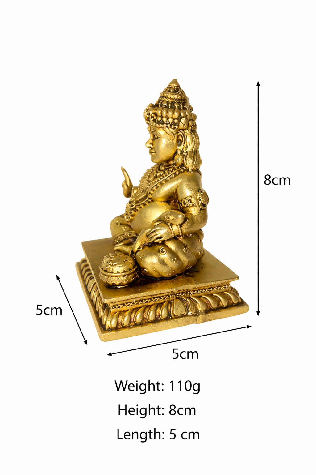 PeetalKraft Brass Lord Kuber Statue, Antique Finish, 8cm, for Home Temple, Office Desk & Vastu Décor