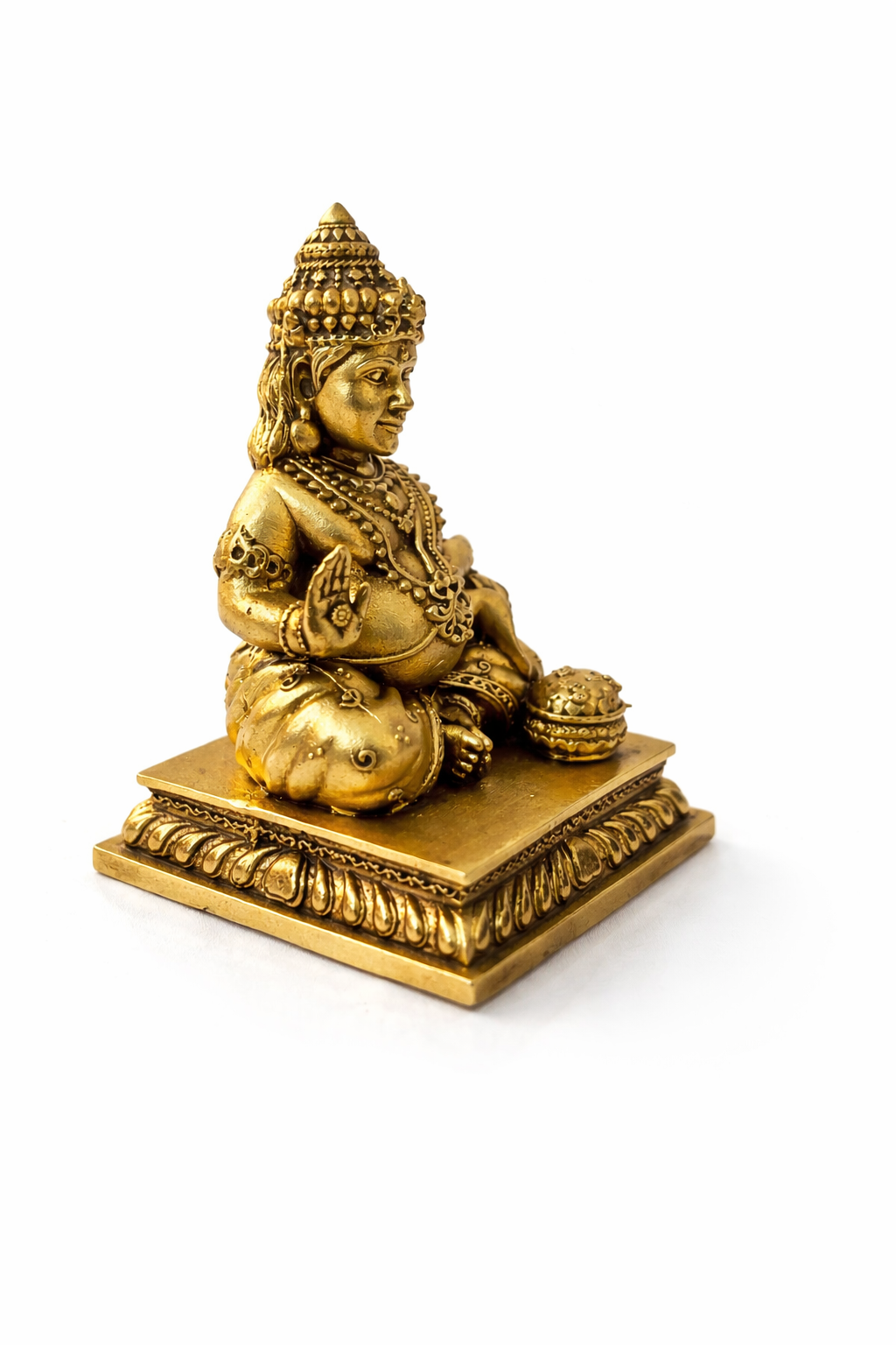 PeetalKraft Brass Lord Kuber Statue, Antique Finish, 8cm, for Home Temple, Office Desk & Vastu Décor