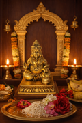 PeetalKraft Brass Lord Kuber Statue, Antique Finish, 8cm, for Home Temple, Office Desk & Vastu Décor
